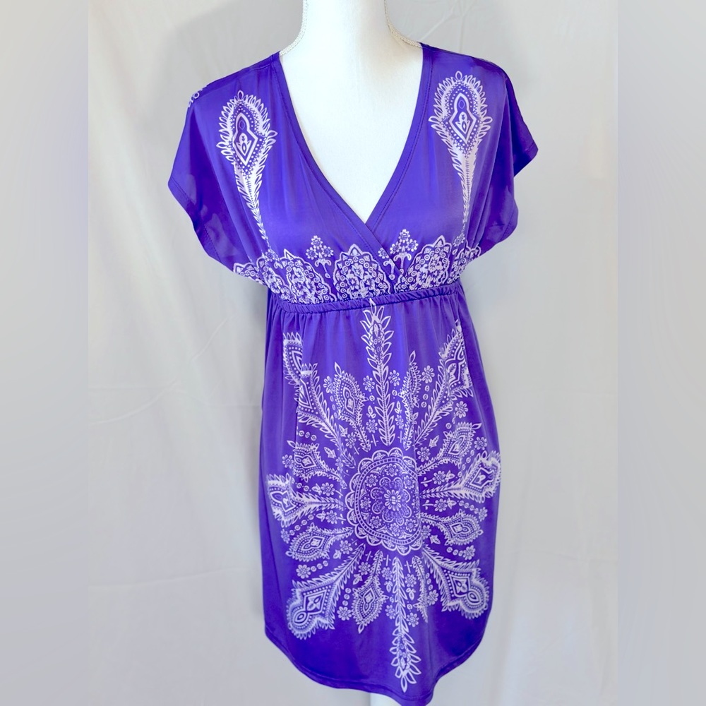 Purple and white Christina Love Swim coverup